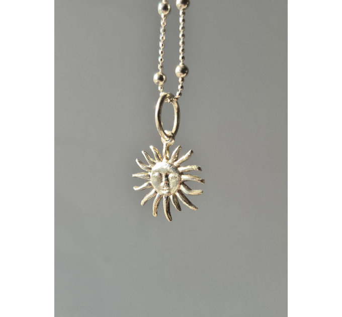 Handmade Sterling Silver Sun Pendant with 45cm Chain