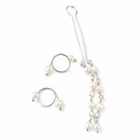 Adjustable Nipple Rings & Fake Christina Piercing Set – Sterling Silver, Natural Pearls, Non-Piercing