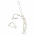 Adjustable Nipple Rings & Fake Christina Piercing Set — Sterling Silver, Natural Pearls