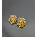 Vintage Gold Tone Floral Clip-On Earrings – Statement Flower Earrings
