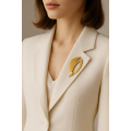 Art Deco Style Gold Leaf Brooch with Synthetic Pearl — Vintage by SilverBuds