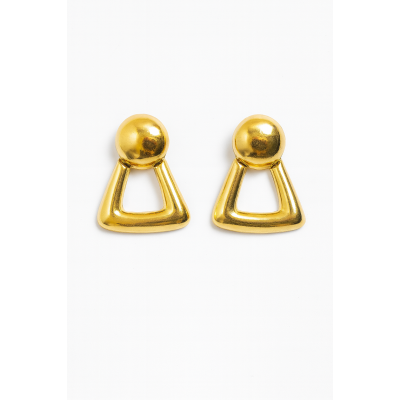 Vintage Monet Gold Clip-On Earrings | Retro Triangle Statement Jewelry | Collectible 1980s Earrings Vintage Monet Gold Clip-On Earrings | Retro Triangle Statement Jewelry | Collectible 1980s Earrings