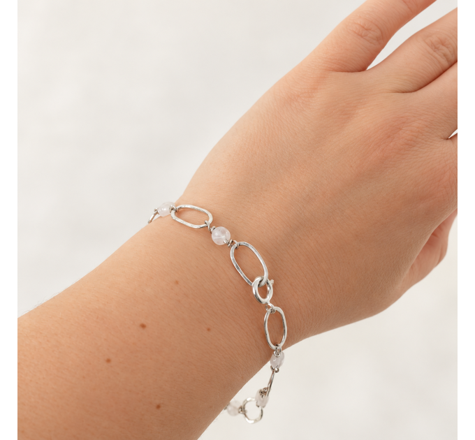 Handmade Sterling Silver Bracelet with Moonstone Beads