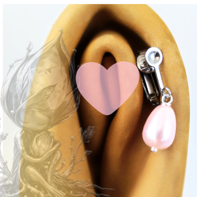 Clitoral Jewellery , Faux piercing with pink pearl Non Piercing Clit Clip Adult fun sex toys