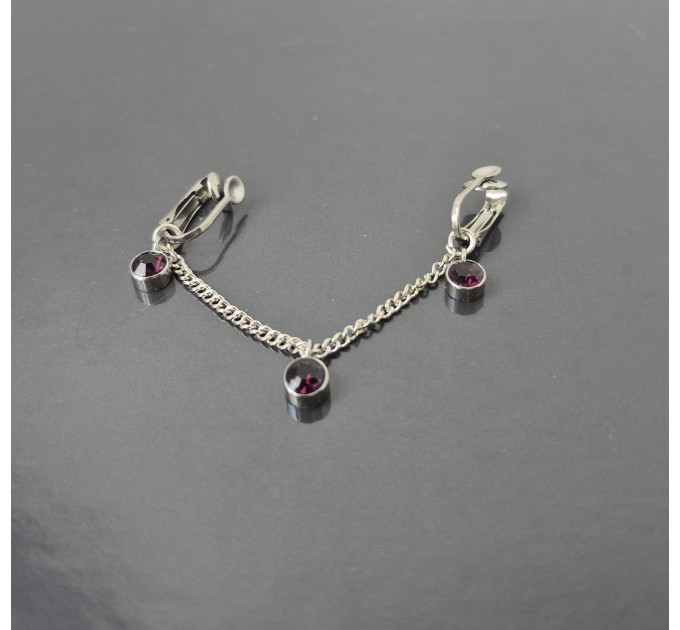 Purple Crystal Steel Clip Chain — Non-Piercing Intimate Jewelry