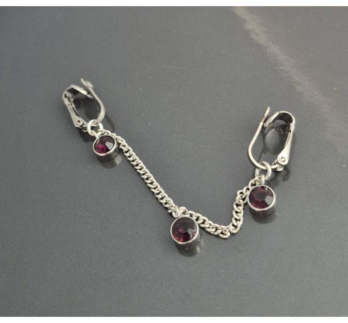 Purple Crystal Steel Clip Chain — Non-Piercing Intimate Jewelry
