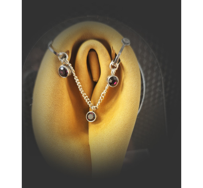 Purple Crystal Steel Clip Chain — Non-Piercing Intimate Jewelry