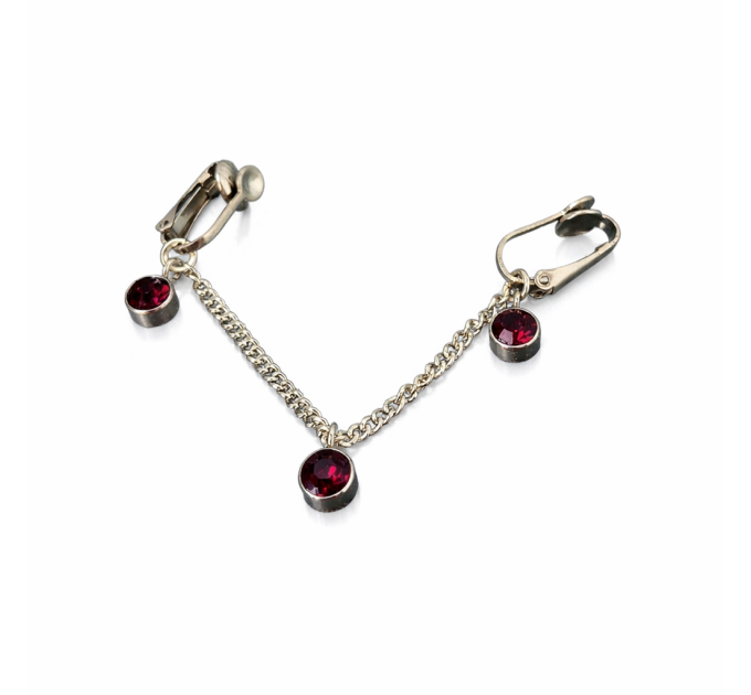 Purple Crystal Steel Clip Chain — Non-Piercing Intimate Jewelry