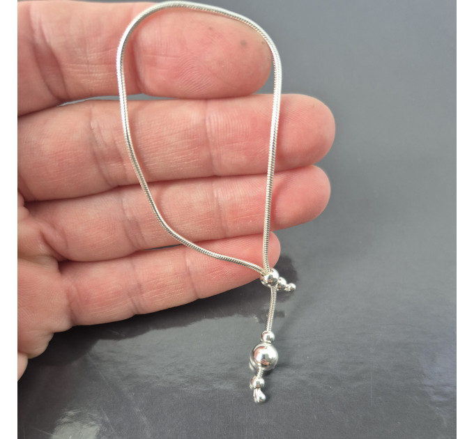 Sterling Silver Lasso Ring with Snake Chain