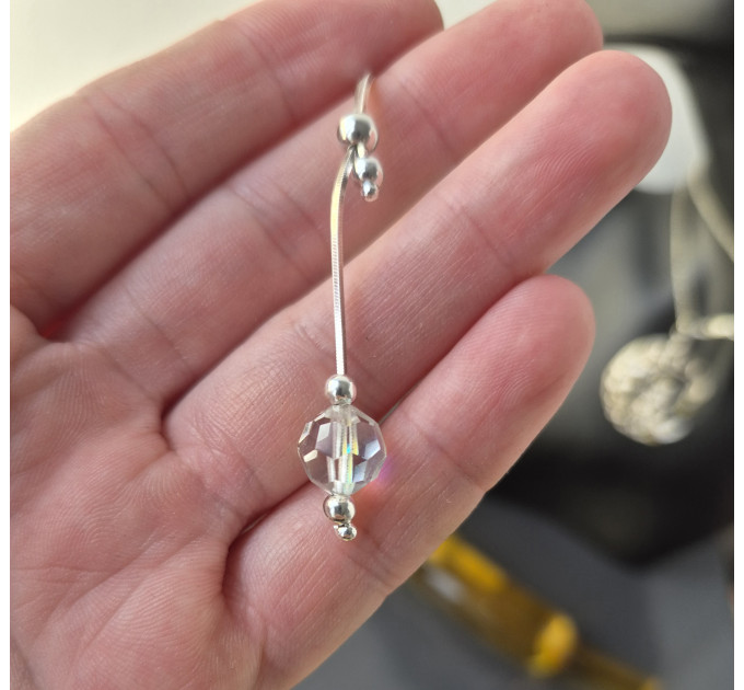 Handmade Sterling Silver Adjustable Lasso Ring with Vintage Czech Crystal