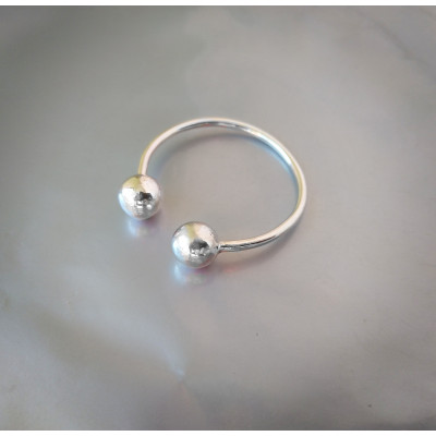 Cock Glans Rings - Solid Silver - Worn below the head of your cock on your Frenulum - 2 pressure balls - Handmade body jewellery for Men