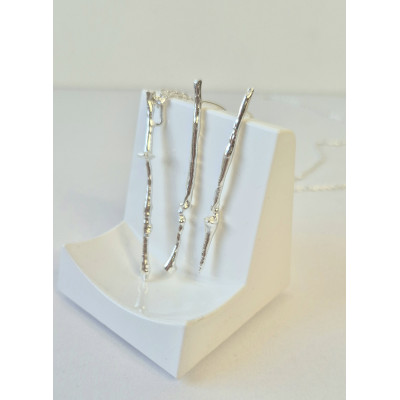 Handmade Silver Jewelry Set – Twig Stud Earrings & Pendant | One of a Kind Handmade Silver Jewelry Set – Twig Stud Earrings & Pendant | One of a Kind