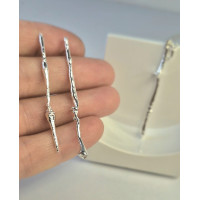 Handmade Sterling Silver Stud Earrings 4cm | Organic Fine Silver