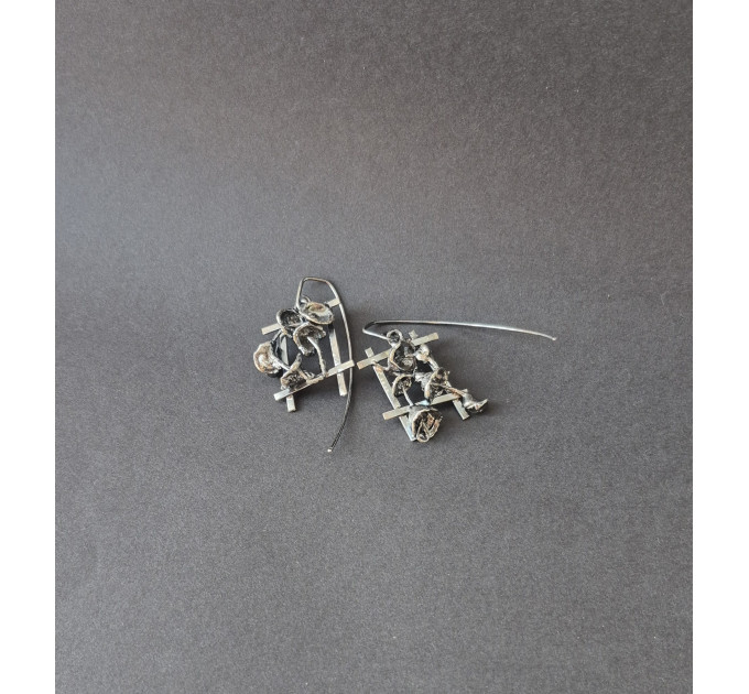 One-of-a-Kind Handmade Silver Earrings – Abstract Sculptural Design