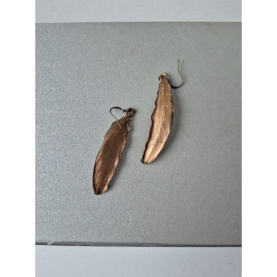 Copper Feather Earrings – Electroformed | 6 cm | Handmade by SilverBuds