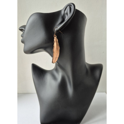 Copper Feather Earrings – Electroformed | 6 cm | Handmade by SilverBuds