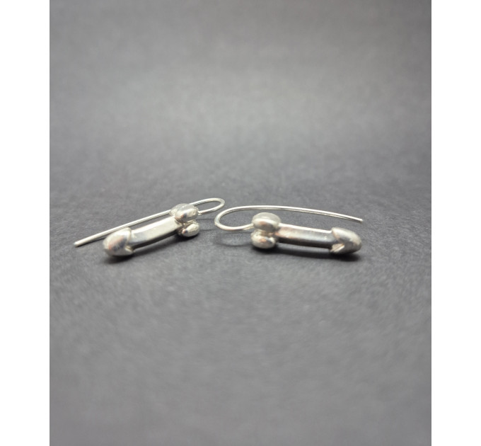 Handmade Silver 925 Penis Shape Earrings