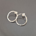 Handmade Open Circle Textured Sterling Silver Stud Earrings