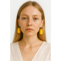 Handmade Yellow Boho Earrings from Silkworm Cocoons | SilverBuds