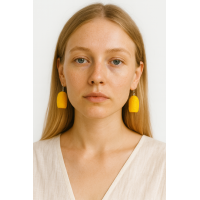 Handmade Yellow Boho Earrings from Silkworm Cocoons | Eco Jewelry with Silver Hooks