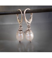 Sterling silver earrings with natural pearls