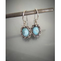 Larimar Wire Wrapped Earrings – Handmade Silver Drop Earrings 