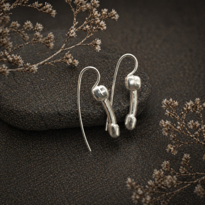 Silver 925 Penis Shape Earrings | Funny Statement Jewelry