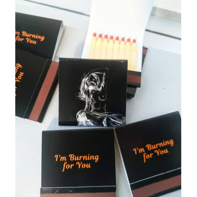 "I'm Burning for You" Matchbooks – Black Matches with Red Tips, 10-Pack