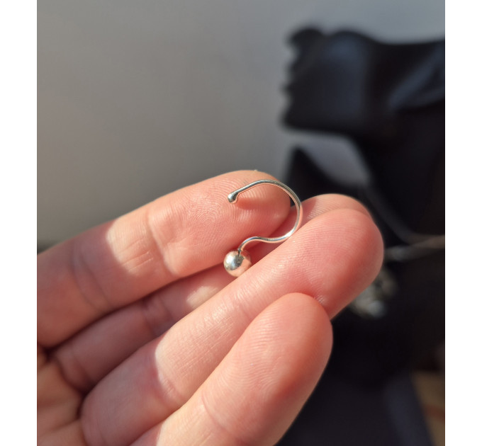 Ball Lip Cuff – Handmade Sterling Silver Fake Lip Ring, No Piercing Needed