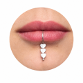 Triple Heart Lip Cuff – Handmade Sterling Silver Fake Lip Ring with Moving Hearts, No Piercing