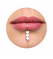 Triple Heart Lip Cuff — Fake Lip Ring, Moving Hearts, Sterling Silver