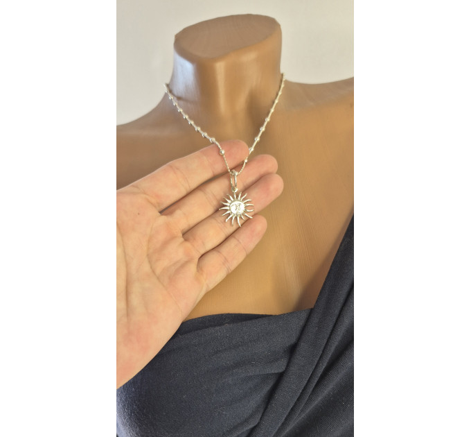 Handmade Sterling Silver Sun Pendant with 45cm Chain
