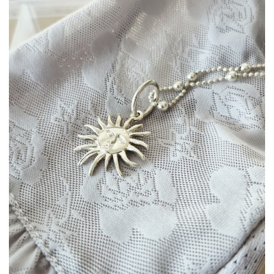 Handmade Silver Sun Pendant Necklace – Sterling Silver with 45cm Chain