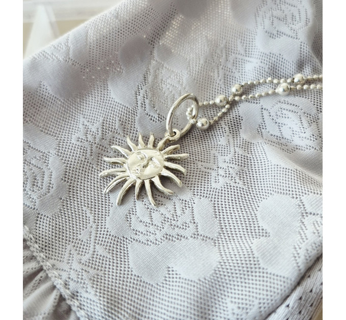 Handmade Sterling Silver Sun Pendant with 45cm Chain