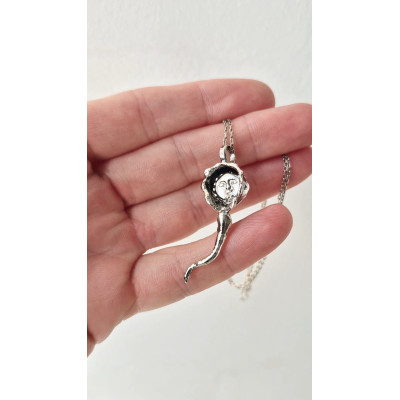 Handmade Sterling Silver Fertilization Pendant – Egg Cell & Sperm Symbol Necklace Handmade Sterling Silver Fertilization Pendant – Egg Cell & Sperm Symbol Necklace