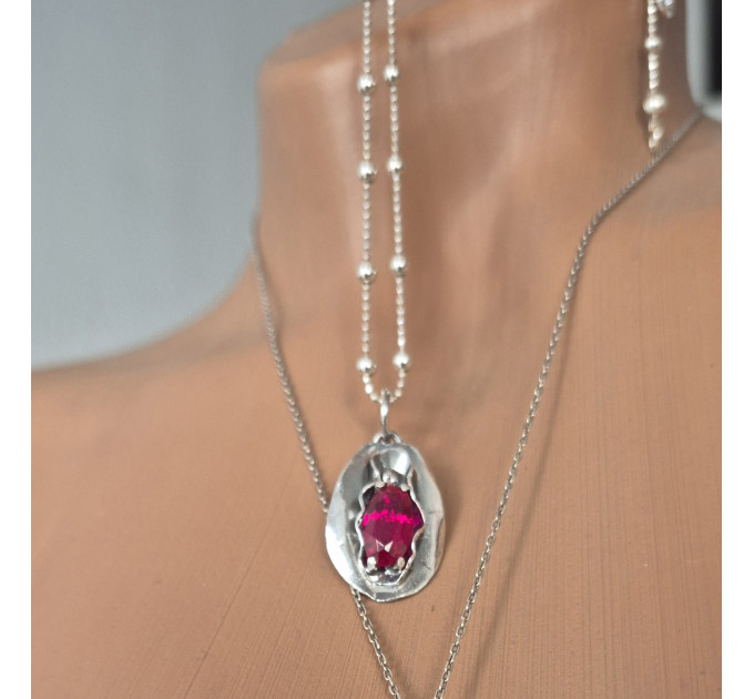 Handmade Yoni Pendant with Synthetic Ruby