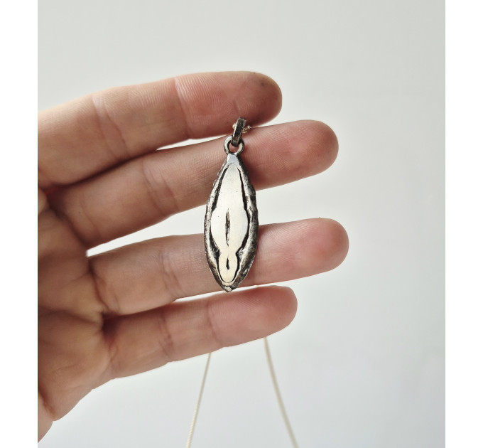 Oxidized Silver Yoni Pendant — Sacred Feminine Symbol Necklace