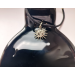 Sun choker with black leather cord. Handmade in silver orbrass