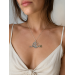 Cat on a Broom Necklace — Sterling Silver Wire Wrap Moon Pendant