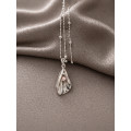 Handmade Fine Silver Yoni Pendant with Natural Pink Pearl