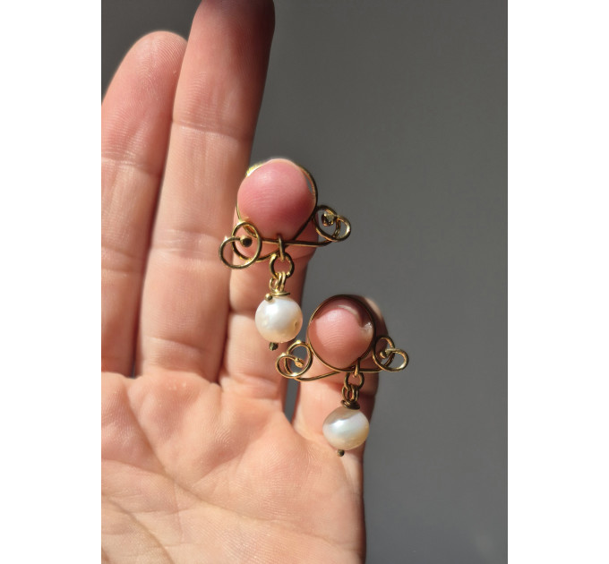 Handmade Brass Non-Piercing Nipple Clamps with White Pearls