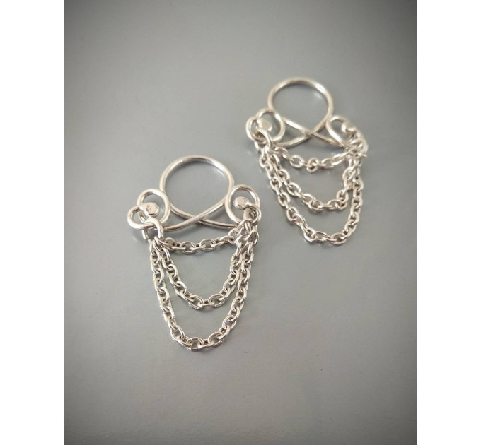 Handmade Silver Non-Piercing Nipple Rings with Chains (Pair)