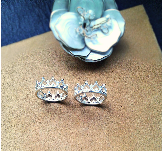 Non piercing nipple jewelry - Silver Nipple Rings Сrown Non Piercing adjustable Nipple Ring SilverBuds