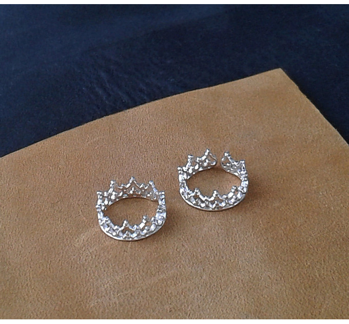 Non piercing nipple jewelry - Silver Nipple Rings Сrown Non Piercing adjustable Nipple Ring SilverBuds