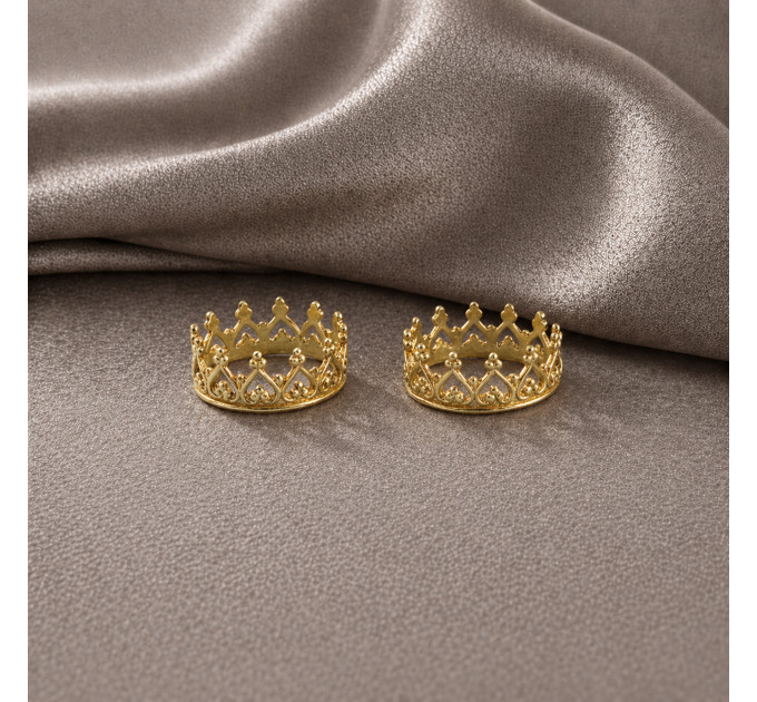Handmade Brass Crown Fake Nipple Rings – Adjustable Royal Style
