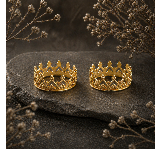 Handmade Brass Crown Fake Nipple Rings – Adjustable Royal Style