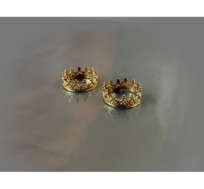 Handmade Brass Crown Fake Nipple Rings – Adjustable Royal Style