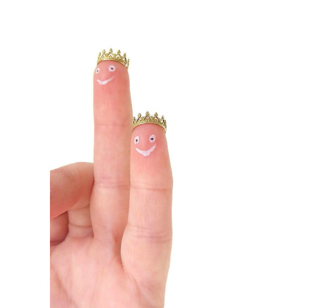 Handmade Brass Crown Fake Nipple Rings – Adjustable Royal Style