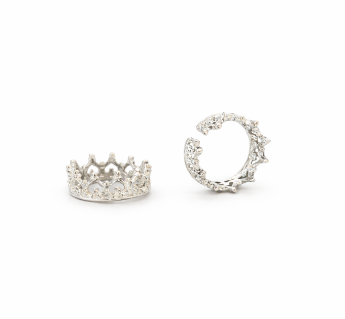 Non piercing nipple jewelry - Silver Nipple Rings Сrown Non Piercing adjustable Nipple Ring