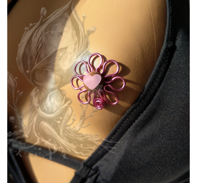 Pink  Flower Nipple Rings, non Piercing Nipple shield, Sexy Nipple Clamps, intimate Jewelry adult bdsm sex toys